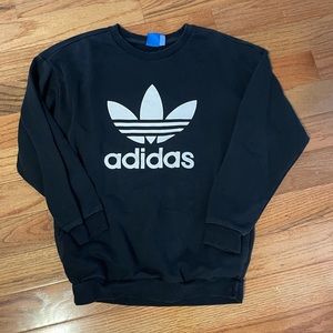 Adidas Oversized Faded Black Pocket Crewneck with Pockets